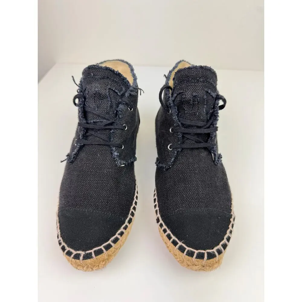 CHANEL Womens Black Canvas High Top Lace Up Espadrille Sneakers Sz EU 37 US 6.5 - Picture 5 of 13